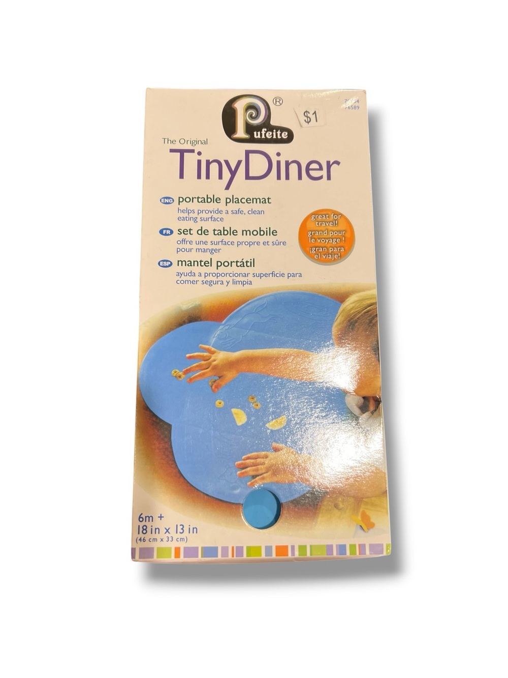 One Kiddopotamus Portable Travel Placemat Blue Infant Diner Mat NEW! D-8